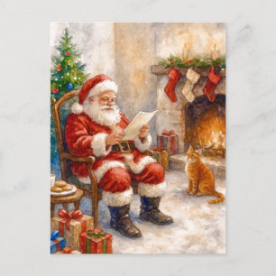 Festividades Cartão postal de Natal aconchegante do Papai Noel 