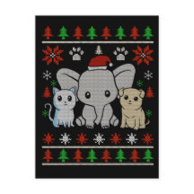 cartão postal de natal animal bonito