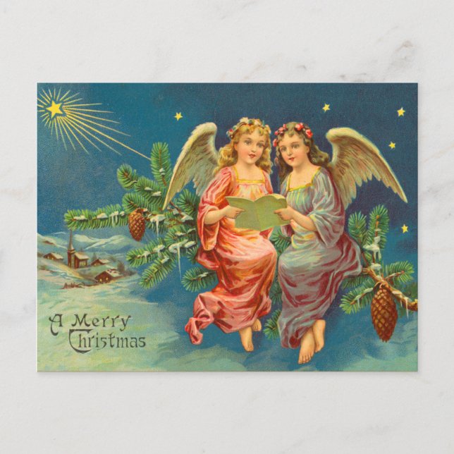 Festividades Cartão postal de Natal Anjo Vitoriano (Frente)