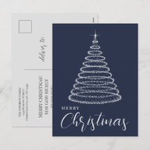 Cartão postal de Natal azul marinho elegante