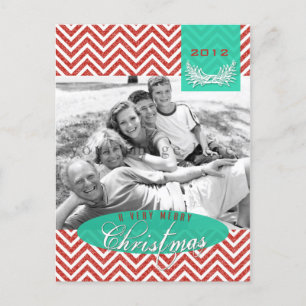 Festividades Cartão postal de Natal Chevron Damask