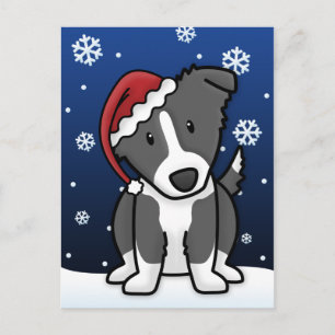 Festividades Cartão postal de Natal Collie da fronteira Kawaii