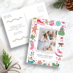 Festividades Cartão Postal de Natal Colorido e Fofo
