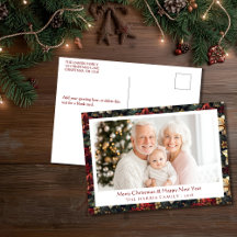 Cartão Postal de Natal com Poinsettias Vintage