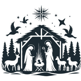 Festividades Cartão Postal de Natal com Silhueta Elegante do Na