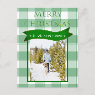Festividades Cartão Postal de Natal Country com Xadrez Gingham