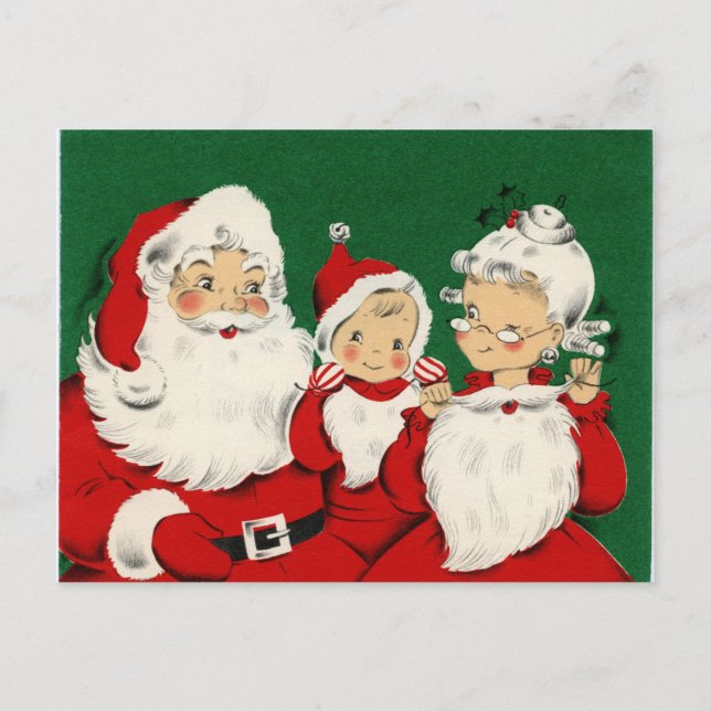 Festividades Cartão postal de Natal da Família de Papais noeis  (Frente)
