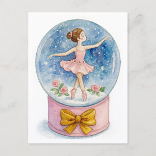 Festividades Cartão postal de Natal de Bailarina em Globo de Ne