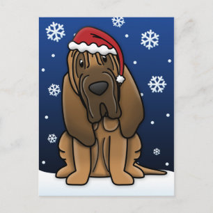 Festividades Cartão postal de Natal de Kawaii Bloodhound