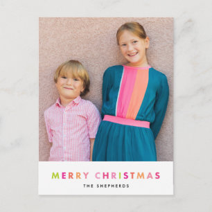 Festividades Cartão postal de Natal de Neon Moderno