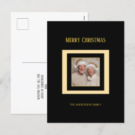 Festividades Cartão postal de Natal Elegante Preto Prateado Dou