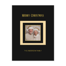 Cartão postal de Natal Elegante Preto Prateado Dou