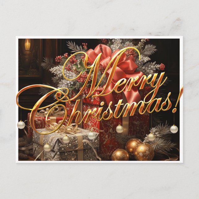 Festividades Cartão postal de Natal Feliz (Frente)