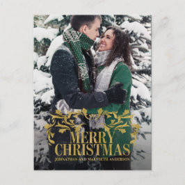 Festividades Cartão postal de Natal Feliz e Dourado do Ornament