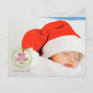 Festividades Cartão postal de Natal Feliz, Holly Wreat Holiday