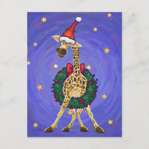 Festividades Cartão postal de Natal Giraffe