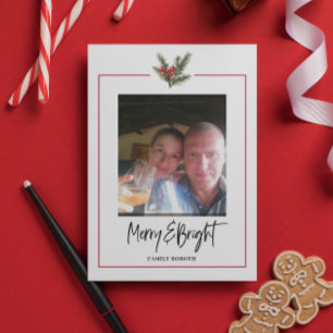 Festividades Cartão postal de Natal Holly Branch Holiday