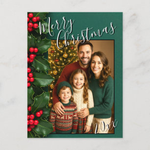 Festividades Cartão postal de Natal Holly Merry