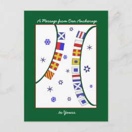 Festividades Cartão postal de Natal Merry com Bandeira Náutica