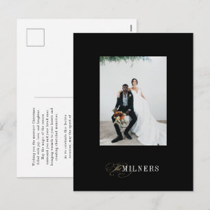 Festividades Cartão postal de Natal Mínimo Elegante Preto