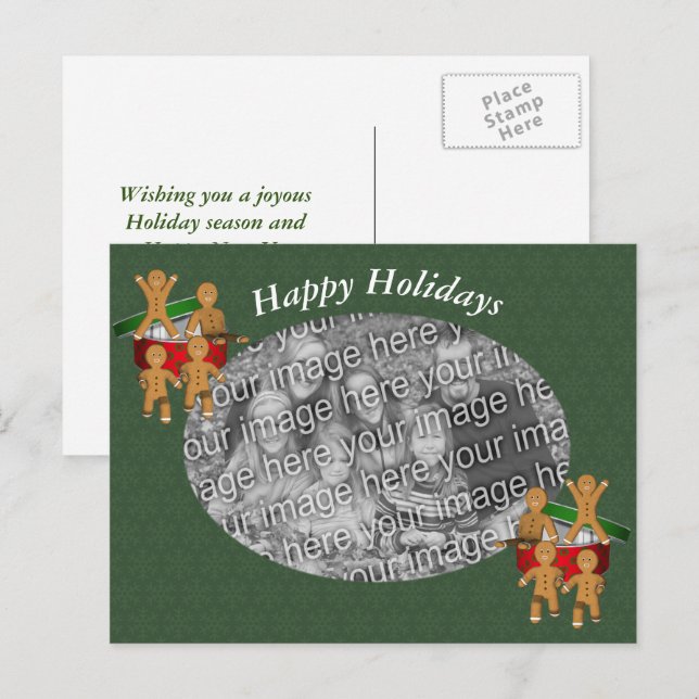 Festividades Cartão postal de Natal para biscoitos Gingerbis (Frente/Verso)