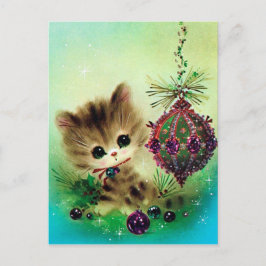 Festividades Cartão postal de Natal para o gato retrô