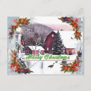 Festividades Cartão postal de Natal Red Barn