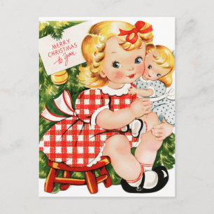 Festividades Cartão postal de Natal Retroativo Vintage