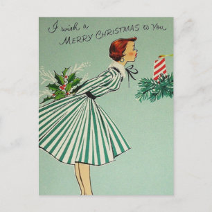 Festividades Cartão postal de Natal Retroativo Vintage