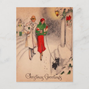 Festividades Cartão postal de Natal Retroativo Vintage