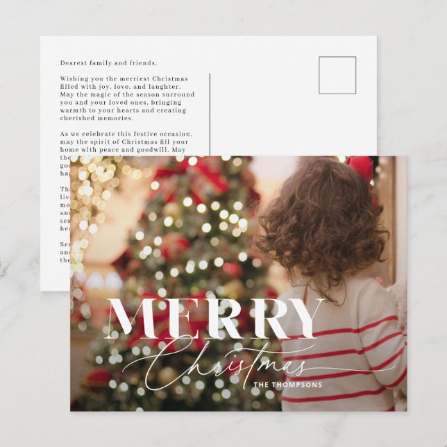 Festividades Cartão postal de Natal Serif. de Script Mágico da  (Frente/Verso)