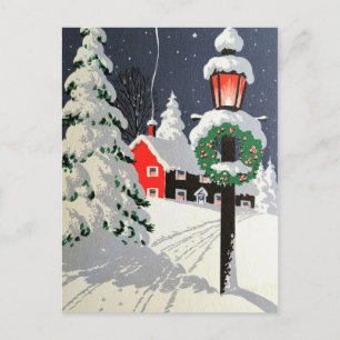 Festividades Cartão postal de Natal vintage da igreja de férias