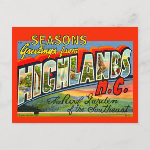 Festividades Cartão postal de Natal Vintage Highlands NC