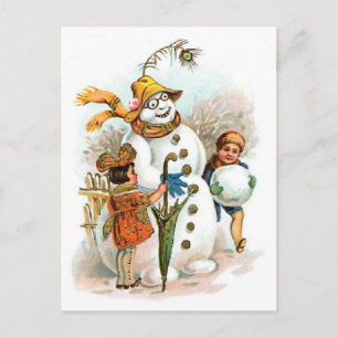 Festividades Cartão postal de Natal Vintage Snowman