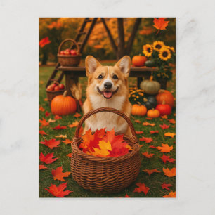 Festividades Cartão postal de outono do Corgi feliz