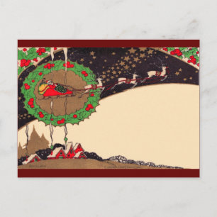 Festividades Cartão postal de Papais noeis de Natal Art Deco