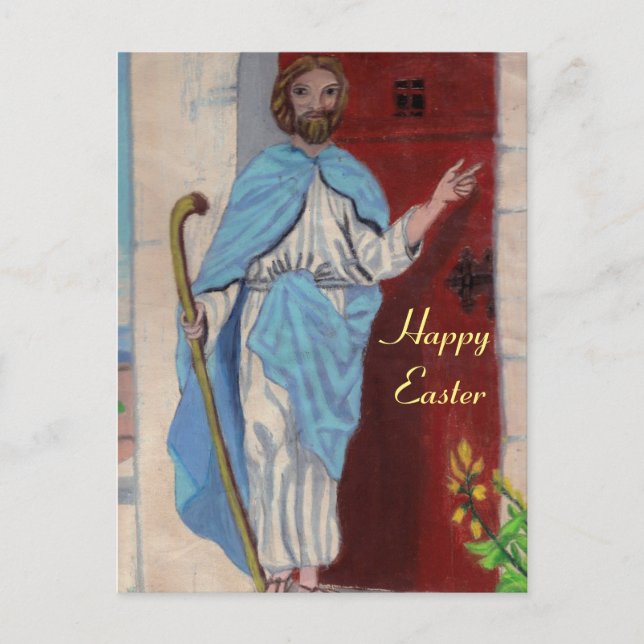 FESTIVIDADES CARTÃO POSTAL DE PÁSCOA JESUS KNOCKS (Frente)