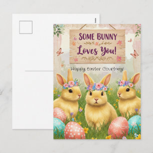 Festividades Cartão postal de Páscoa personalizado de coelho Bo
