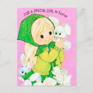 Festividades Cartão postal de Páscoa retrô vintage coelhinhas m
