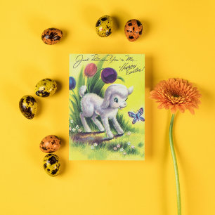 Festividades cartão postal de Páscoa retro vintage cordeiro