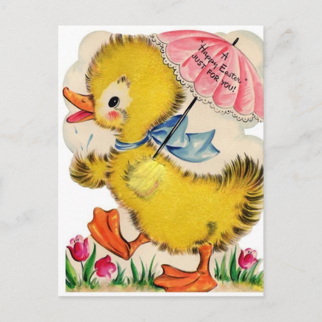 Festividades Cartão postal de Páscoa retro vintage pato (Frente)