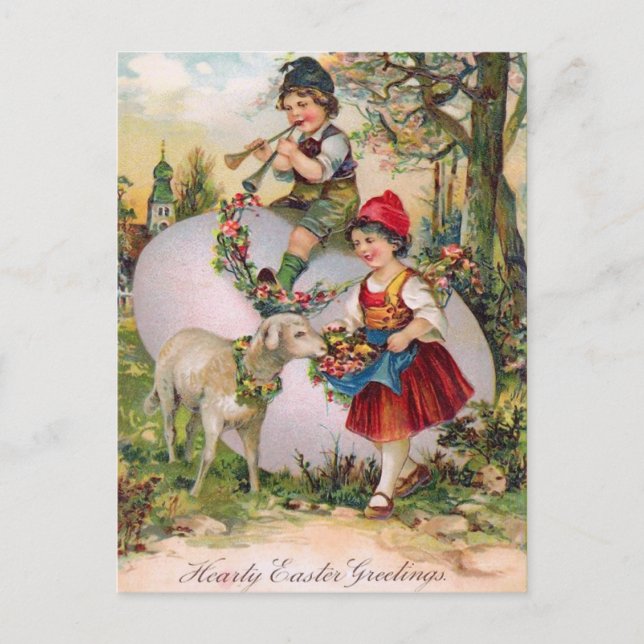 Festividades Cartão postal de Páscoa Vintage (Frente)