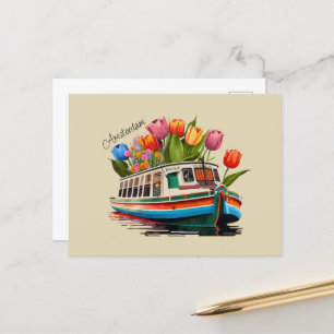Festividades Cartão postal de Viagem de Boat de Amsterdam Holla