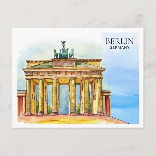 Festividades Cartão postal de Watercolor Berlin Alemanha | Viag (Frente)