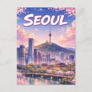 Festividades Cartão Postal do Estilo Anime da Cidade de Seul Co