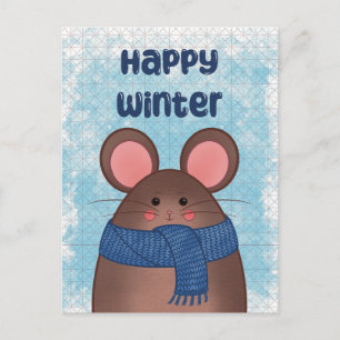 Festividades Cartão postal do rato feliz de inverno
