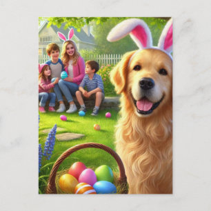 Festividades Cartão postal do Retriever Dourado de Férias de Pá