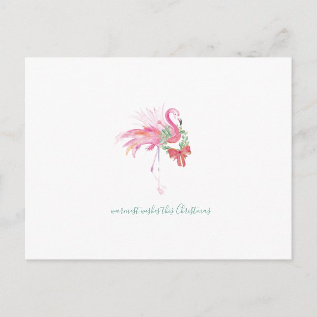 Festividades Cartão postal Flamingo de Natal Tropical Watercolo (Frente)