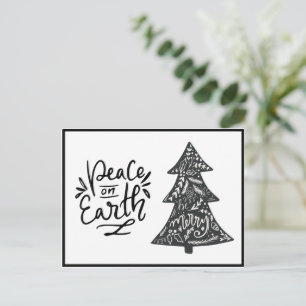Festividades Cartão postal preto e branco de feriado com a insc