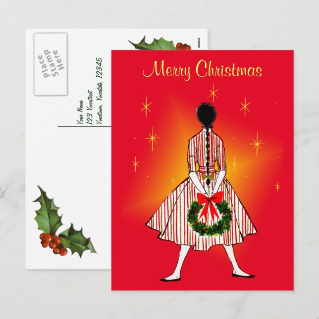 Festividades Cartão postal Vintage 50 de Natal (Frente/Verso)
